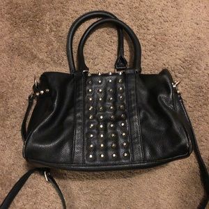 Studded black large cross body purse